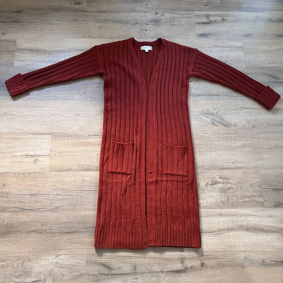 Pink Rose Red Brown Long cardigan - Picture 3 of 10